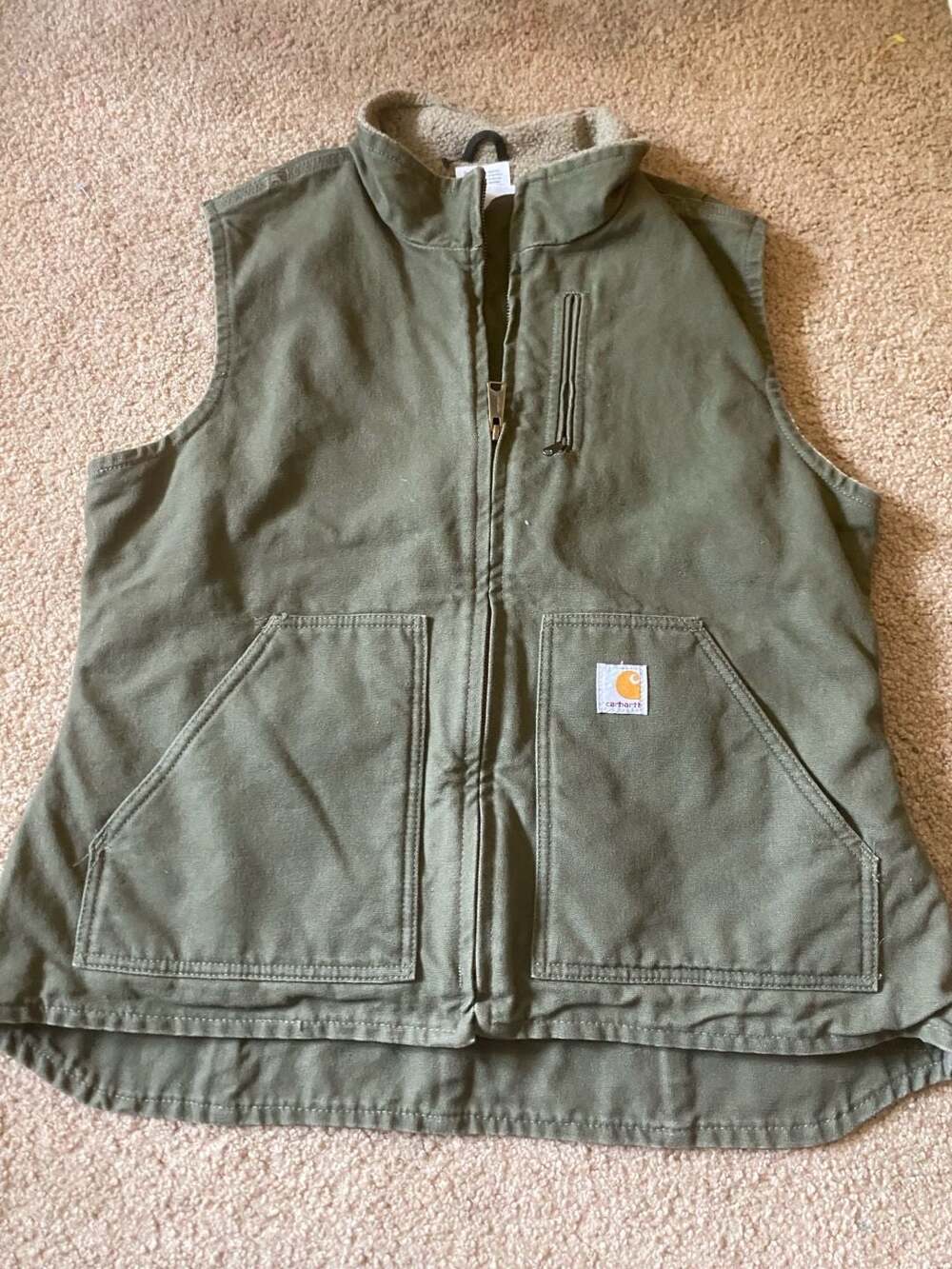Carhartt WV001 LOV Sherpa Lined Vest Size Large Regular Olive Green women’s
